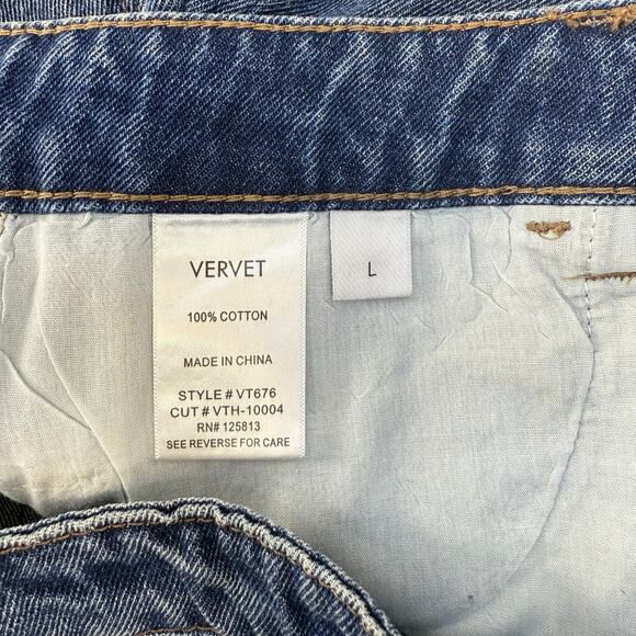 Vervet Denim Skirt Women's L Blue Claudia Raw Hem Mini Skirt Preppy Summer NWT - Picture 5 of 9